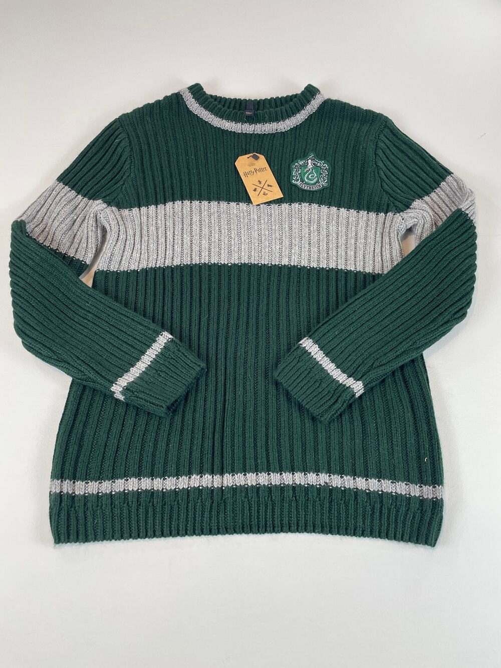 Harry Potter Collection Slytherin Green Gray Knit Sweater Size M New With Tag
